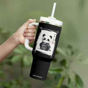 Kawaii Anime Samurai Panda Tumbler With Handle Vintage Sumi-e Japanese Art Funny Panda Lovers TS10 Print Your Wear