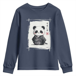 Kawaii Anime Samurai Panda Youth Sweatshirt Vintage Sumi-e Japanese Art Funny Panda Lovers TS10 Navy Print Your Wear