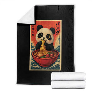 Kawaii Anime Panda Ramen Throw Blanket Funny Japanese Noodles Anime Lovers TS10 Black Print Your Wear