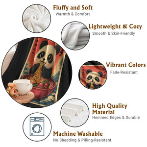 Kawaii Anime Panda Ramen Throw Blanket Funny Japanese Noodles Anime Lovers TS10 Print Your Wear