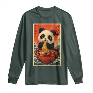 Kawaii Anime Panda Ramen Long Sleeve Shirt Funny Japanese Noodles Anime Lovers TS10 Dark Forest Green Print Your Wear