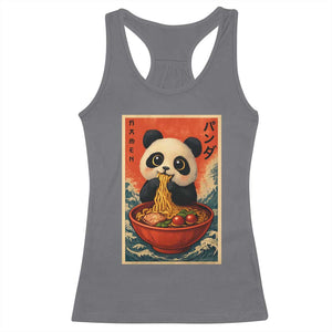 Kawaii Anime Panda Ramen Racerback Tank Top Funny Japanese Noodles Anime Lovers TS10 Charcoal Print Your Wear