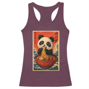 Kawaii Anime Panda Ramen Racerback Tank Top Funny Japanese Noodles Anime Lovers TS10 Maroon Print Your Wear
