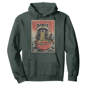 Kawaii Anime Raccoon Ramen Hoodie Funny Japanese Noodles Anime Lovers TS10 Dark Forest Green Print Your Wear