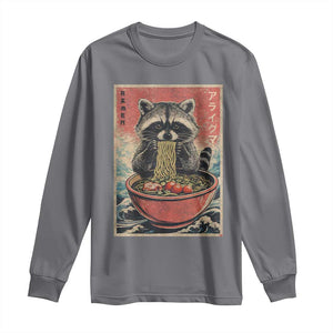 Kawaii Anime Raccoon Ramen Long Sleeve Shirt Funny Japanese Noodles Anime Lovers TS10 Charcoal Print Your Wear
