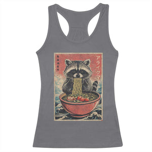 Kawaii Anime Raccoon Ramen Racerback Tank Top Funny Japanese Noodles Anime Lovers TS10 Charcoal Print Your Wear