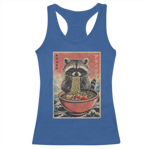 Kawaii Anime Raccoon Ramen Racerback Tank Top Funny Japanese Noodles Anime Lovers TS10 Royal Blue Print Your Wear