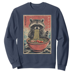 Kawaii Anime Raccoon Ramen Sweatshirt Funny Japanese Noodles Anime Lovers TS10 Navy Print Your Wear