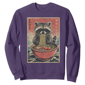 Kawaii Anime Raccoon Ramen Sweatshirt Funny Japanese Noodles Anime Lovers TS10 Purple Print Your Wear