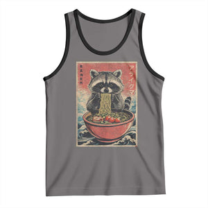 Kawaii Anime Raccoon Ramen Tank Top Funny Japanese Noodles Anime Lovers TS10 Deep Heather Black Print Your Wear