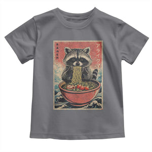 Kawaii Anime Raccoon Ramen Toddler T Shirt Funny Japanese Noodles Anime Lovers TS10 Charcoal Print Your Wear