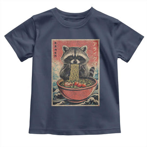 Kawaii Anime Raccoon Ramen Toddler T Shirt Funny Japanese Noodles Anime Lovers TS10 Navy Print Your Wear