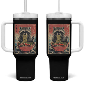 Kawaii Anime Raccoon Ramen Tumbler With Handle Funny Japanese Noodles Anime Lovers TS10 One Size: 40 oz Black Print Your Wear
