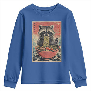 Kawaii Anime Raccoon Ramen Youth Sweatshirt Funny Japanese Noodles Anime Lovers TS10 Royal Blue Print Your Wear