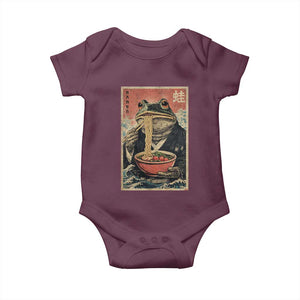 Frog Eat Ramen Baby Onesie Funny Japanese Noodles Anime Lovers Kawaii Anime TS10 Maroon Print Your Wear