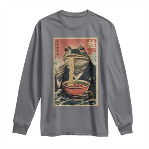 Frog Eat Ramen Long Sleeve Shirt Funny Japanese Noodles Anime Lovers Kawaii Anime TS10 Charcoal Print Your Wear