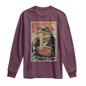 Frog Eat Ramen Long Sleeve Shirt Funny Japanese Noodles Anime Lovers Kawaii Anime TS10 Maroon Print Your Wear