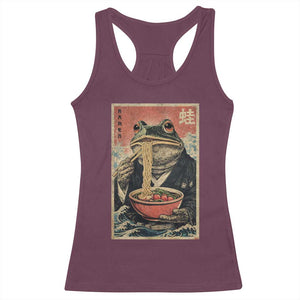 Frog Eat Ramen Racerback Tank Top Funny Japanese Noodles Anime Lovers Kawaii Anime TS10 Maroon Print Your Wear