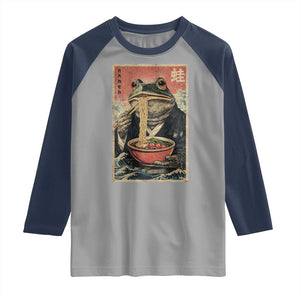 Frog Eat Ramen Raglan Shirt Funny Japanese Noodles Anime Lovers Kawaii Anime TS10 Sport Gray Navy Print Your Wear