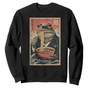Frog Eat Ramen Sweatshirt Funny Japanese Noodles Anime Lovers Kawaii Anime TS10 Black Print Your Wear