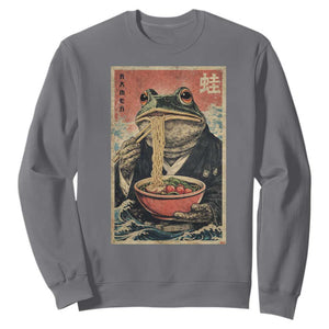 Frog Eat Ramen Sweatshirt Funny Japanese Noodles Anime Lovers Kawaii Anime TS10 Charcoal Print Your Wear