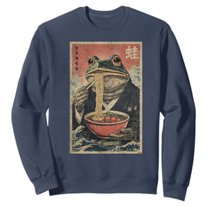 Frog Eat Ramen Sweatshirt Funny Japanese Noodles Anime Lovers Kawaii Anime TS10 Navy Print Your Wear