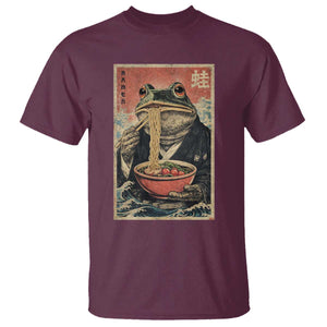 Frog Eat Ramen T Shirt Funny Japanese Noodles Anime Lovers Kawaii Anime TS10 Maroon Print Your Wear