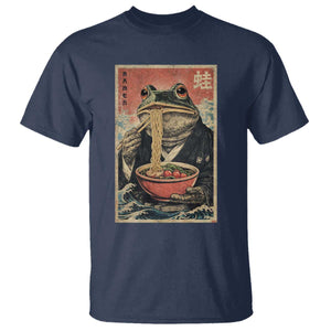 Frog Eat Ramen T Shirt Funny Japanese Noodles Anime Lovers Kawaii Anime TS10 Navy Print Your Wear
