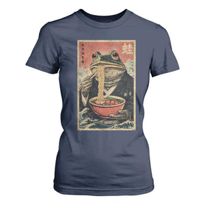 Frog Eat Ramen T Shirt For Women Funny Japanese Noodles Anime Lovers Kawaii Anime TS10 Navy Print Your Wear