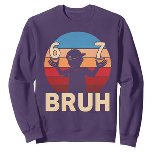Bruh 67 Meme Sweatshirt Funny Six Seven Meme 6 7 Numbers Kid Gen Alpha TS10 Purple Print Your Wear