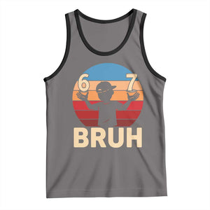 Bruh 67 Meme Tank Top Funny Six Seven Meme 6 7 Numbers Kid Gen Alpha TS10 Deep Heather Black Print Your Wear