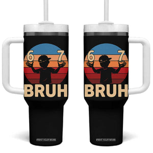 Bruh 67 Meme Tumbler With Handle Funny Six Seven Meme 6 7 Numbers Kid Gen Alpha TS10 One Size: 40 oz Black Print Your Wear