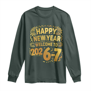 67 New Years Eve Long Sleeve Shirt Funny Six Seven 2026 Meme 6 7 Numbers Kid Gen Alpha TS10 Dark Forest Green Print Your Wear