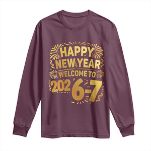 67 New Years Eve Long Sleeve Shirt Funny Six Seven 2026 Meme 6 7 Numbers Kid Gen Alpha TS10 Maroon Print Your Wear