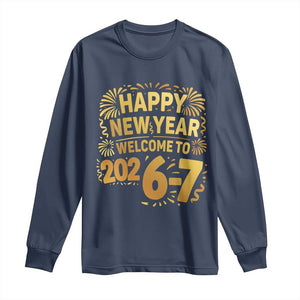 67 New Years Eve Long Sleeve Shirt Funny Six Seven 2026 Meme 6 7 Numbers Kid Gen Alpha TS10 Navy Print Your Wear