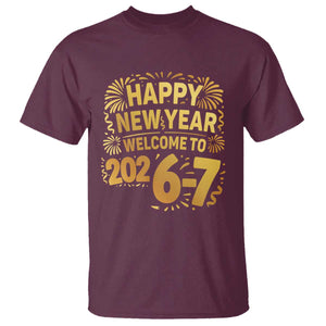 67 New Years Eve T Shirt Funny Six Seven 2026 Meme 6 7 Numbers Kid Gen Alpha TS10 Maroon Print Your Wear