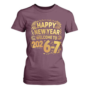 67 New Years Eve T Shirt For Women Funny Six Seven 2026 Meme 6 7 Numbers Kid Gen Alpha TS10 Maroon Print Your Wear