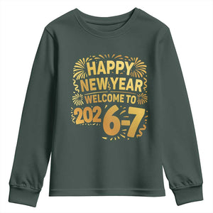67 New Years Eve Youth Sweatshirt Funny Six Seven 2026 Meme 6 7 Numbers Kid Gen Alpha TS10 Dark Forest Green Print Your Wear