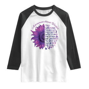 Autoimmune Disease Awereness Raglan Shirt I Am The Storm Purple Ribbon TS10 White Black Print Your Wear