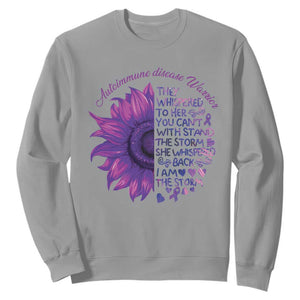 Autoimmune Disease Awereness Sweatshirt I Am The Storm Purple Ribbon TS10 Sport Gray Print Your Wear