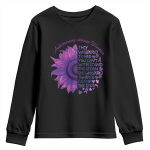 Autoimmune Disease Awereness Youth Sweatshirt I Am The Storm Purple Ribbon TS10 Black Print Your Wear