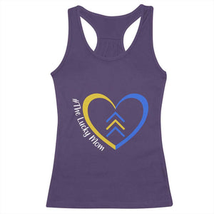 Down Syndrome Mom Racerback Tank Top Love Heart Three Arrows Lucky Mama T21 321 TS10 Purple Print Your Wear