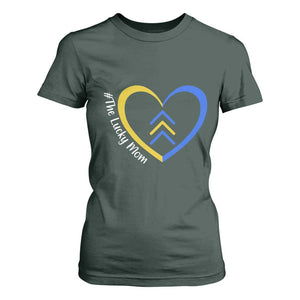 Down Syndrome Mom T Shirt For Women Love Heart Three Arrows Lucky Mama T21 321 TS10 Dark Forest Green Print Your Wear