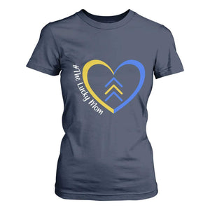 Down Syndrome Mom T Shirt For Women Love Heart Three Arrows Lucky Mama T21 321 TS10 Navy Print Your Wear