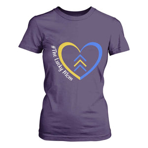 Down Syndrome Mom T Shirt For Women Love Heart Three Arrows Lucky Mama T21 321 TS10 Purple Print Your Wear
