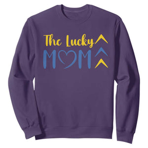 Down Syndrome Mom Sweatshirt Three Arrows The Lucky Mama T21 321 TS10 Purple Print Your Wear