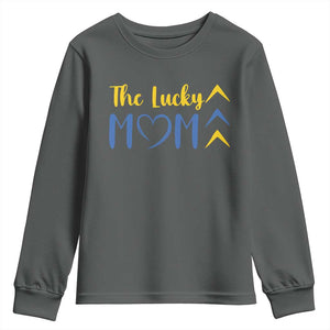 Down Syndrome Mom Youth Sweatshirt Three Arrows The Lucky Mama T21 321 TS10 Dark Heather Print Your Wear