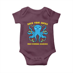 World Down Syndrome Day Baby Onesie Octopus Rock Your Sock Support 321 TS10 Maroon Print Your Wear