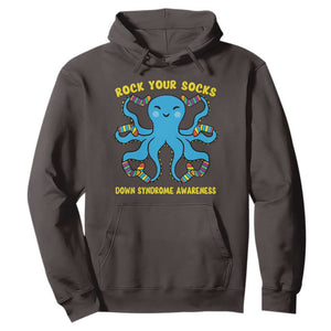 World Down Syndrome Day Hoodie Octopus Rock Your Sock Support 321 TS10 Dark Chocolate Print Your Wear