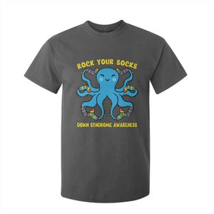World Down Syndrome Day T Shirt For Kid Octopus Rock Your Sock Support 321 TS10 Dark Heather Print Your Wear